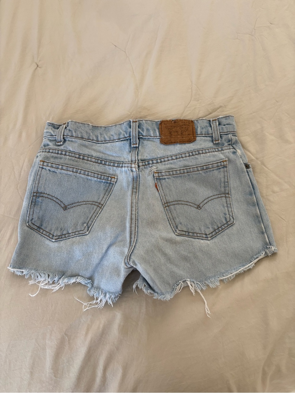 Levi's Light Blue Denim Frayed Hem Cutoff Shorts